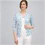 3/4 Sleeve Button Front Crew Neck Cardigan., Multi, small
