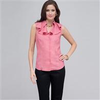 Ruffle Sleeveless Blouse., Dark Pink Gem, medium