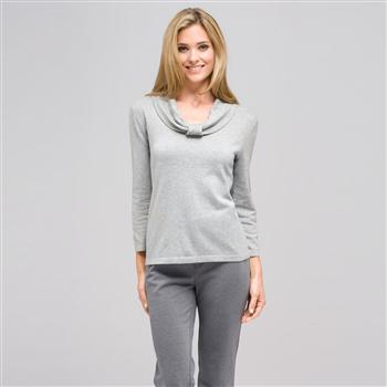 Cowl Neck Sweater, Grey Heather, large