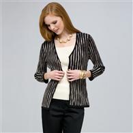 3/4 Sleeve Zip Cardigan., Black Multi, medium