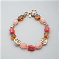 Pink Quartz Necklace, Gold, medium