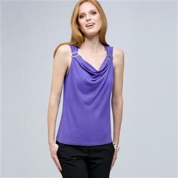 Drape Neck Tank with Buckles., Spring Violet, large