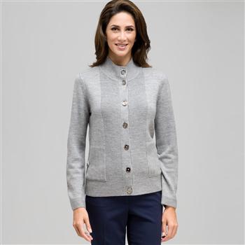 Long Sleeve Button Down Cardigan, Granite Heather, large