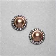 Bronze Clip On Button Earring, Silver Ox, medium