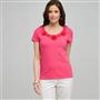 Flower Embellishment Tee, Hot Pink, small