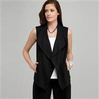 Linen Vest, Black, medium