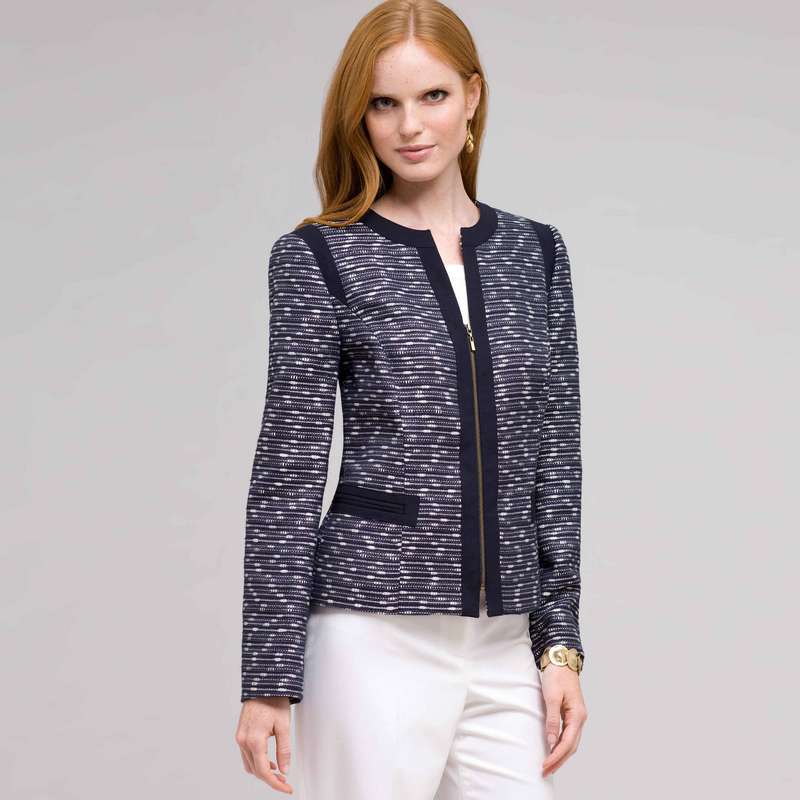 Textured Zip Front Jacket, Ink Multi, large image number 0