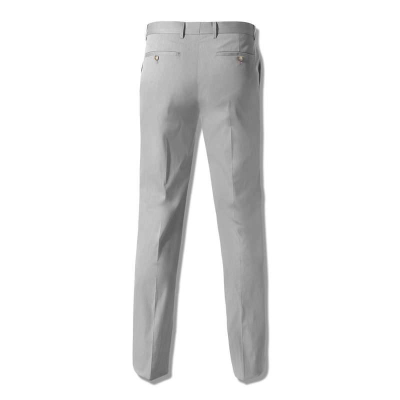 Straight Leg Trousers with Two Back Besom Pockets, Gray, large image number 1