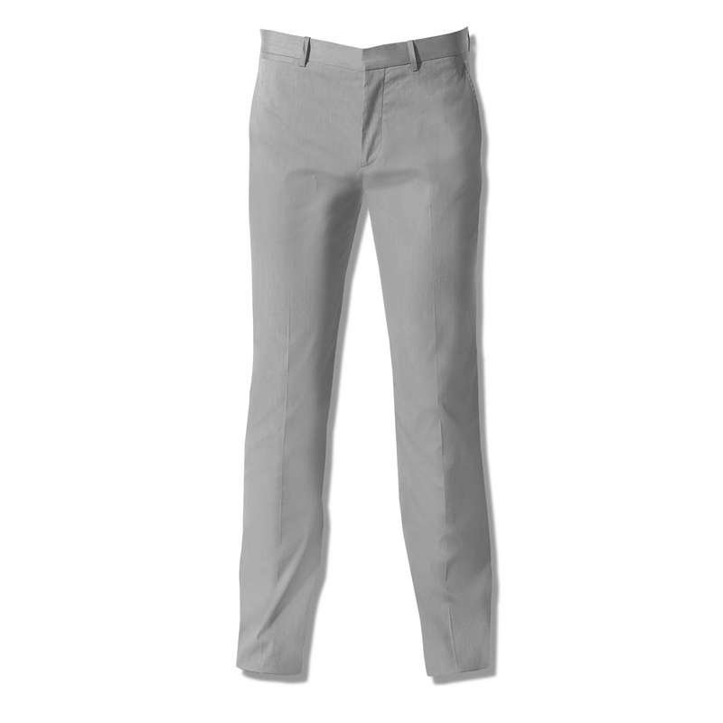 Straight Leg Trousers with Two Back Besom Pockets, Gray, large image number 0