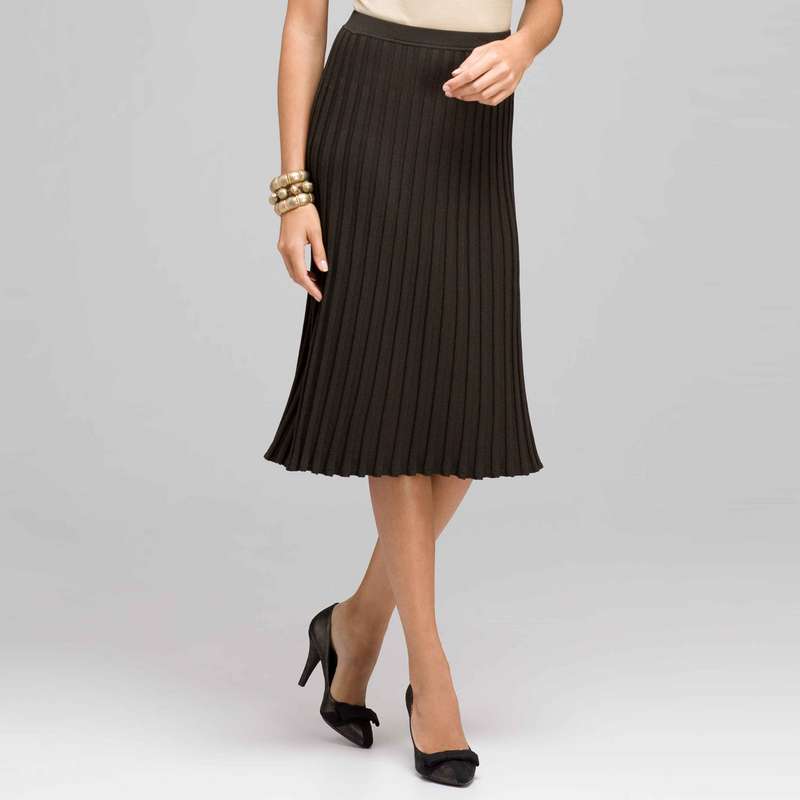 Ribbed Pleated Skirt, Laurel, large image number 0