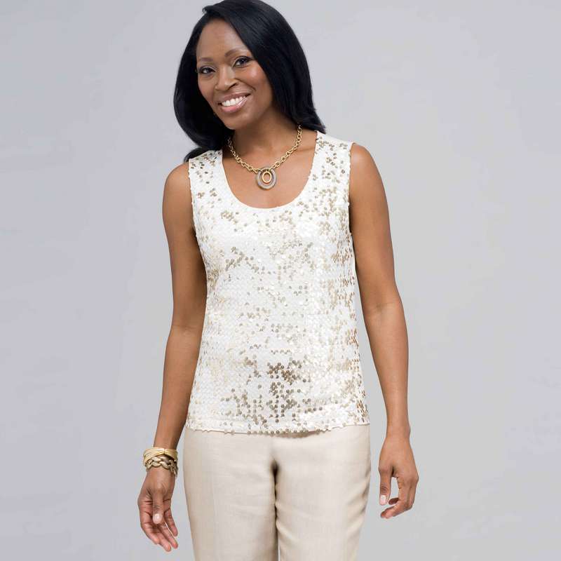 Sleeveless Sequined Top., Chino Multi, large image number 0