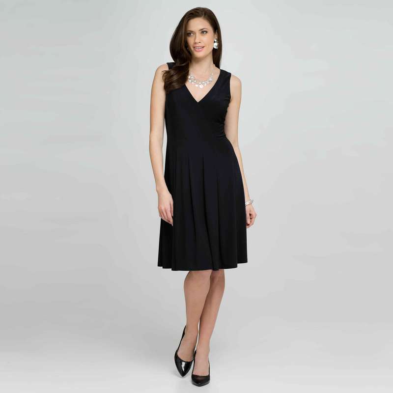 V-Neck Dress, Black, large image number 0