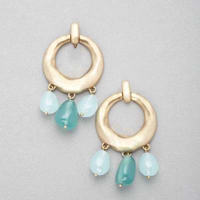Turquoise and Gold Hoop Earring