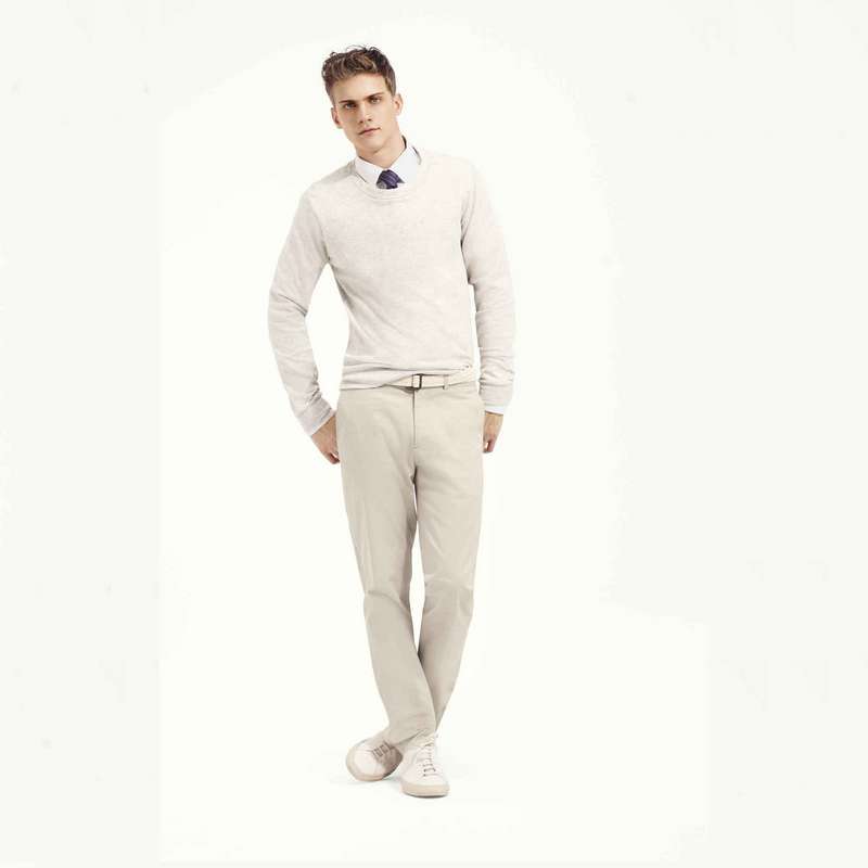 Front Rise Straight Leg Pants, Beige, large image number 3
