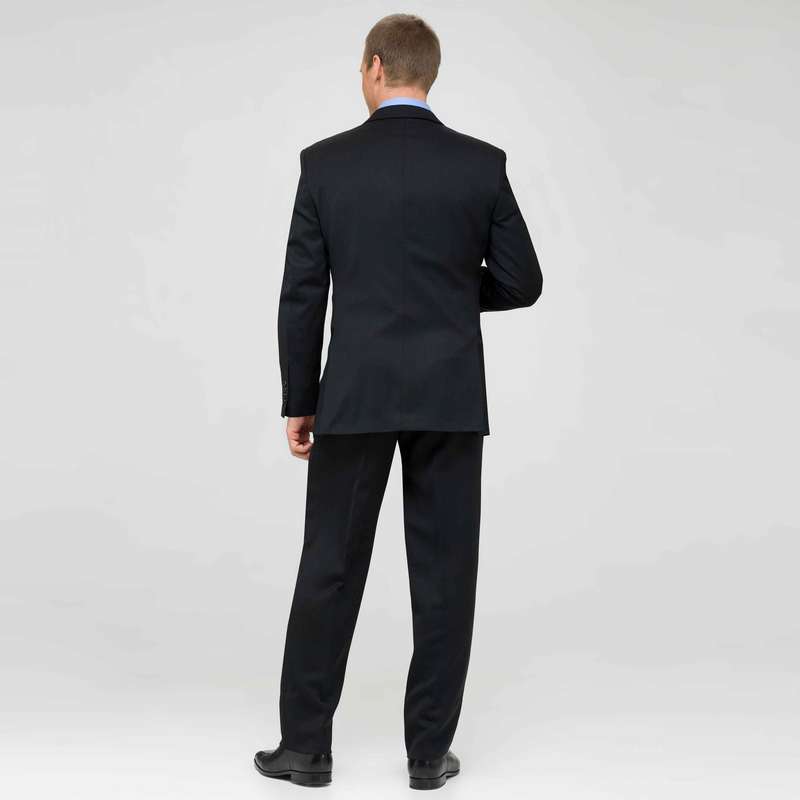 Black Flat Front Wool Suit, Black, large image number 1