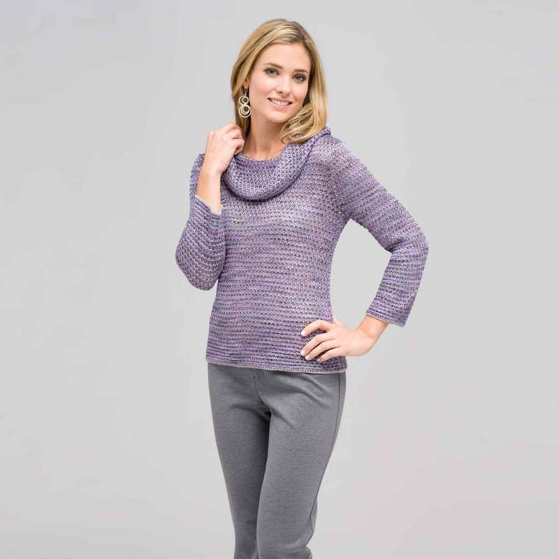 Tweed Cowl Neck Sweater, Light Zinc Multi, large image number 0