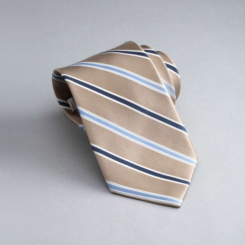 Striped Silk Tie, Taupe, large image number 0