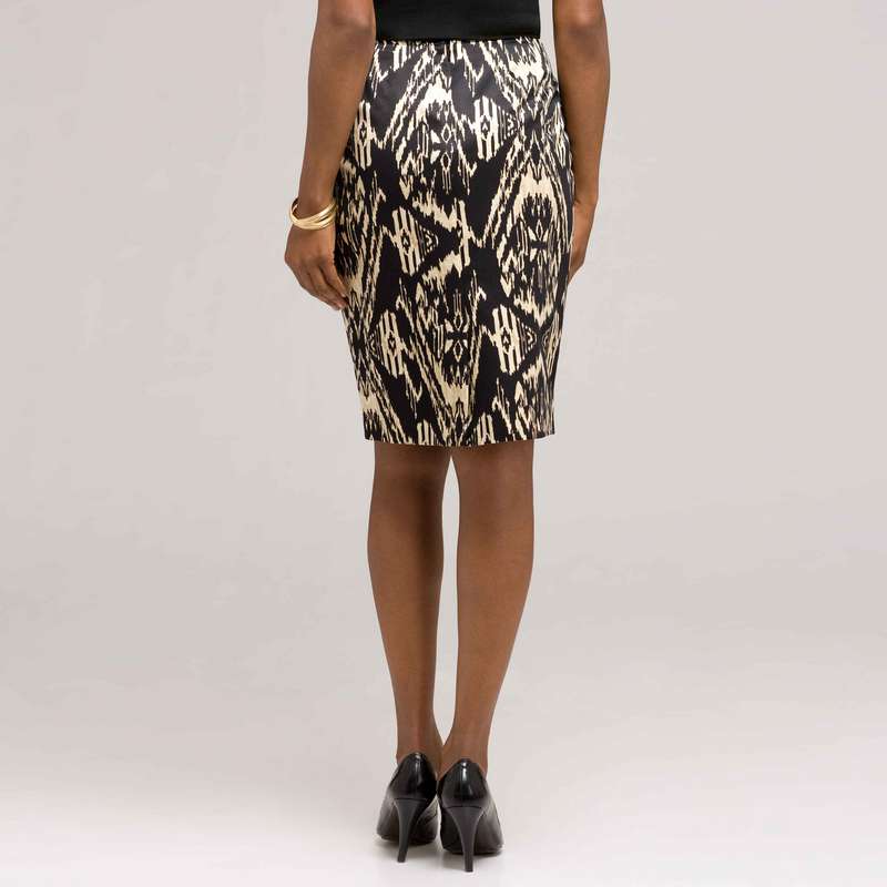Tribal Inspired Slim Skirt, Black Multi, large image number 1