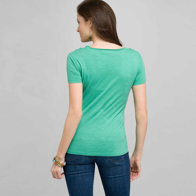 Scoop Neck Tee With Applique, , large image number 1