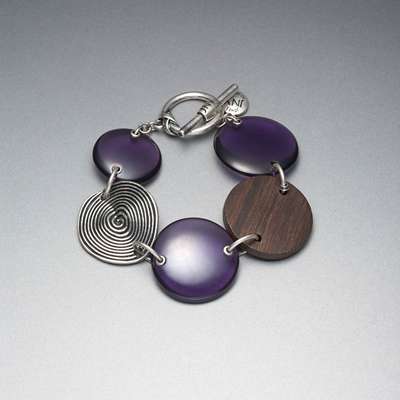 Silver and Purple Button Bracelet