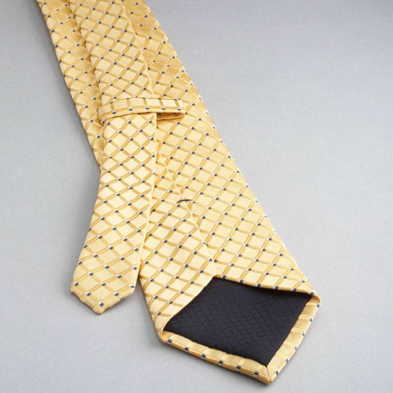 Checked Silk Tie, Yellow, large image number 1