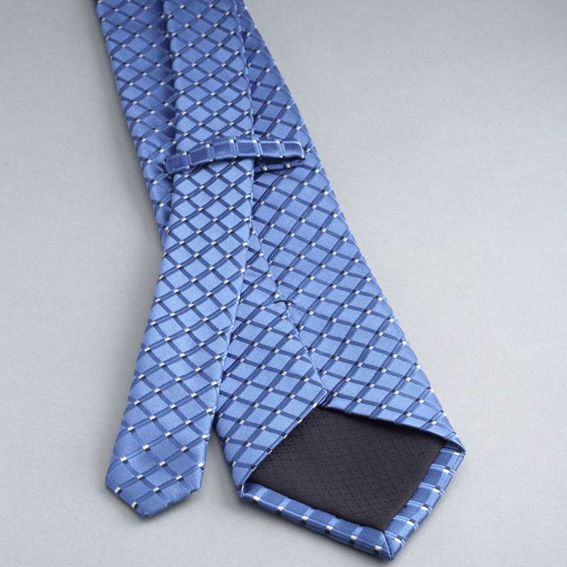 Checked Silk Tie, Cobalt, large image number 1