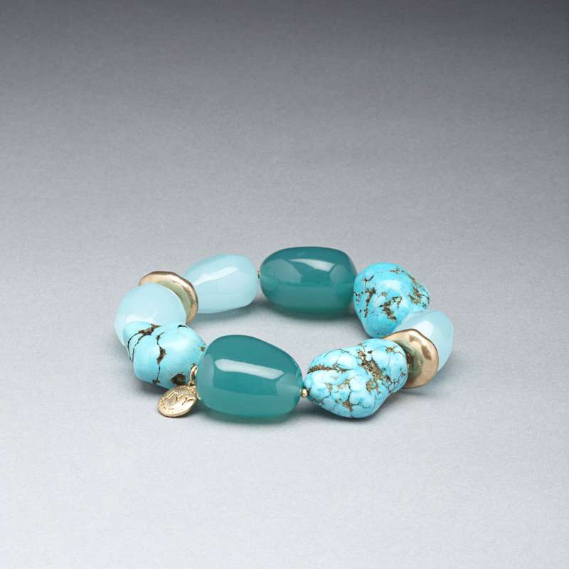 Turquoise and Gold Bracelet, Gold, large image number 0