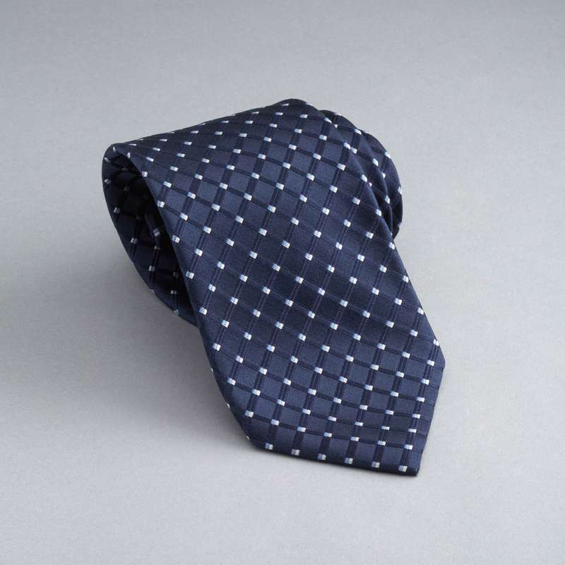 Checked Silk Tie, Navy, large image number 0