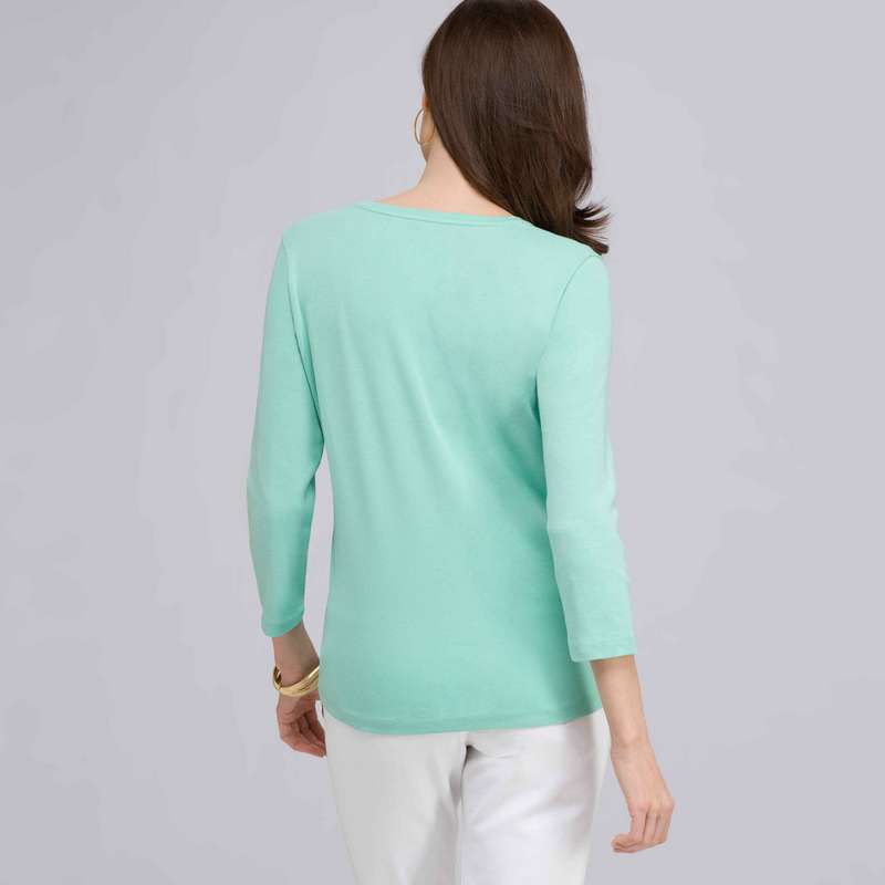 3/4 Sleeve V-Neck Top, Icy Mint, large image number 1