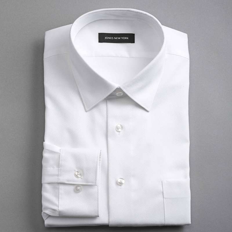 No-Iron Textured Dress Shirt, White, large image number 0