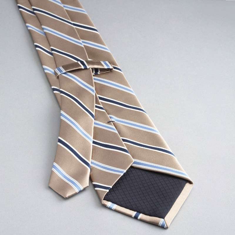 Striped Silk Tie, Taupe, large image number 1
