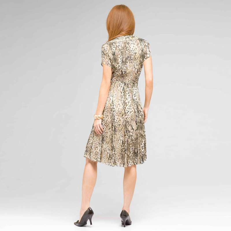 Tie Front Animal Print Dress, New Rattan Multi, large image number 1