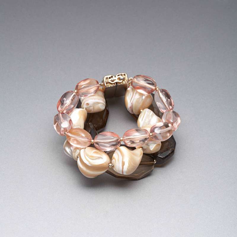 Pink and Brown Bracelet, Gold, large image number 0