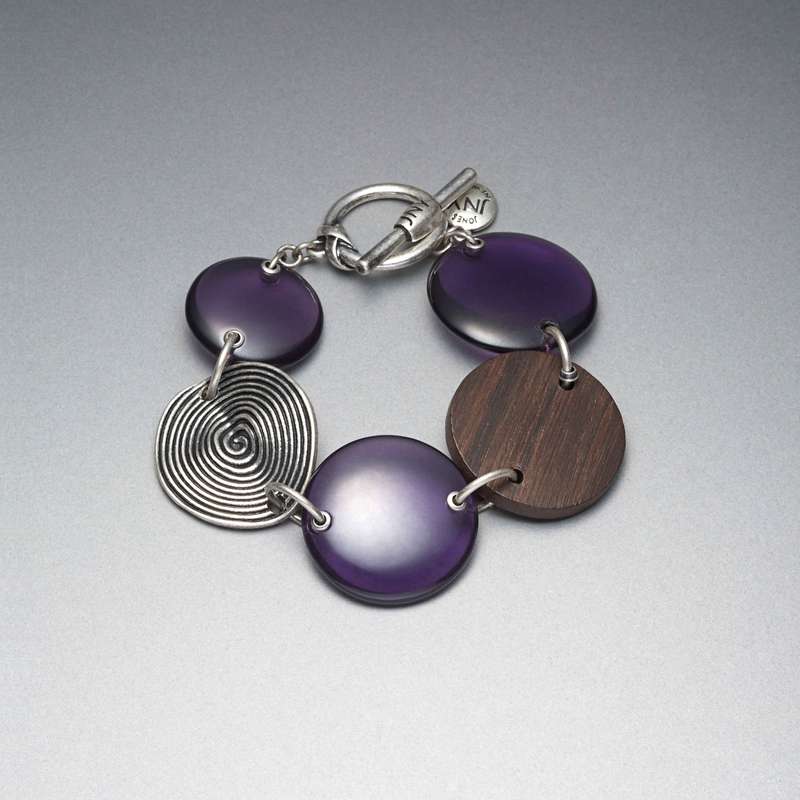 Silver and Purple Button Bracelet, Silver Ox, large image number 0