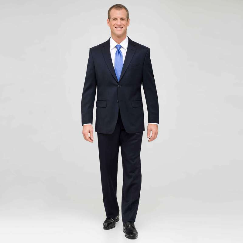 Navy Single Pleat Wool Suit, Navy, large image number 0