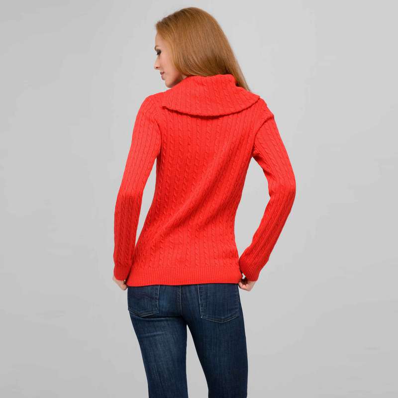 Long Sleeve Button Out Turtle Neck, Fire Red, large image number 1