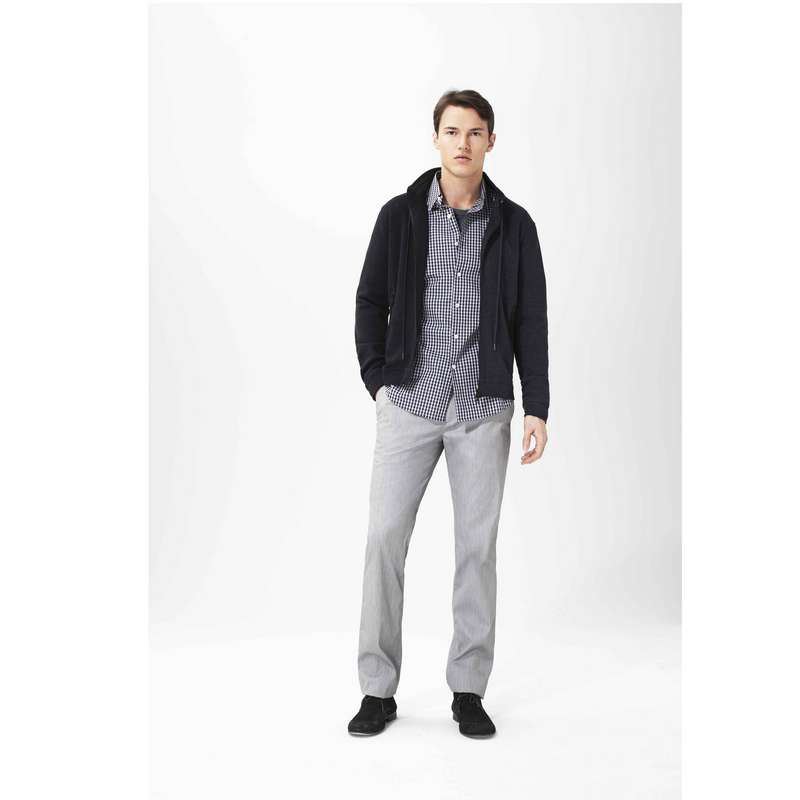 Straight Leg Trousers with Two Back Besom Pockets, Gray, large image number 2