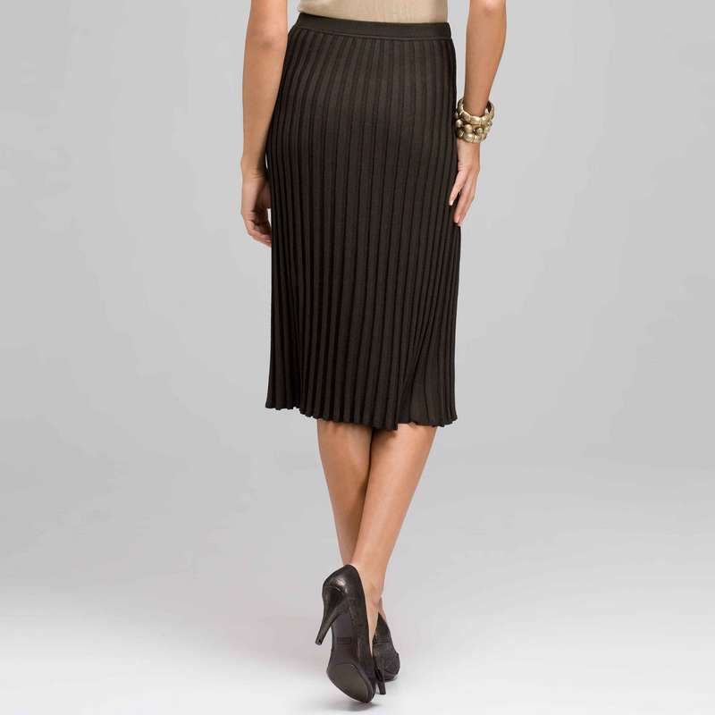 Ribbed Pleated Skirt, Laurel, large image number 1