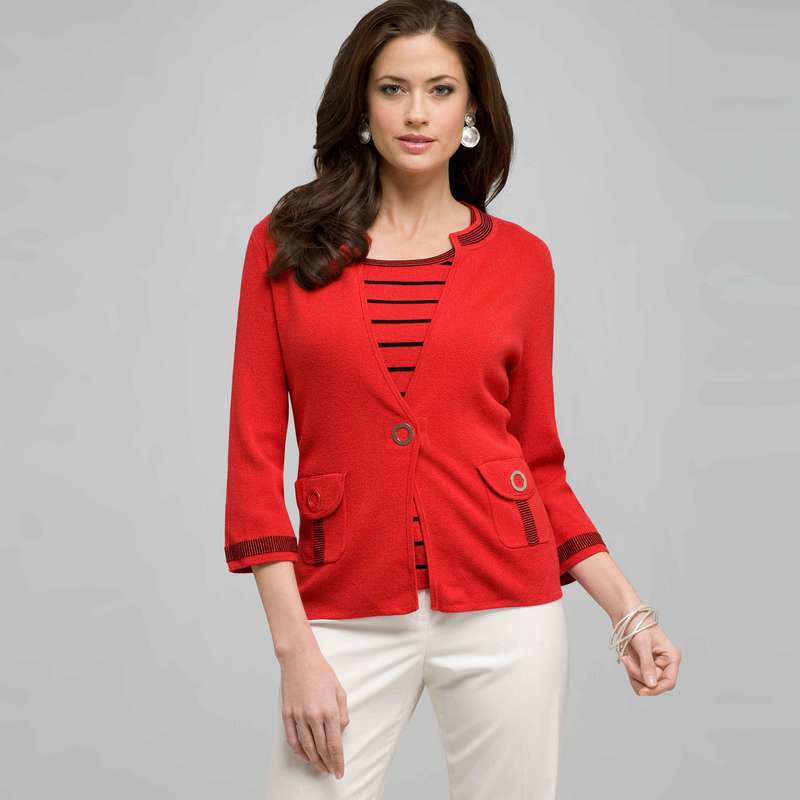Relaxed Fit Cardigan, Cardinal Red & Black, large image number 0