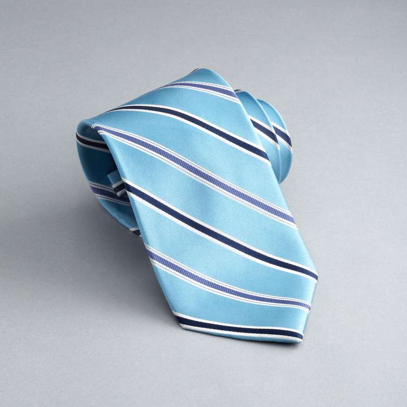Striped Silk Tie, Turquoise, large image number 0