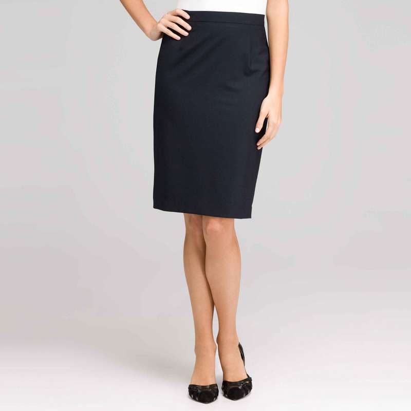 Washable Wool Classic Straight Skirt , Navy, large image number 0