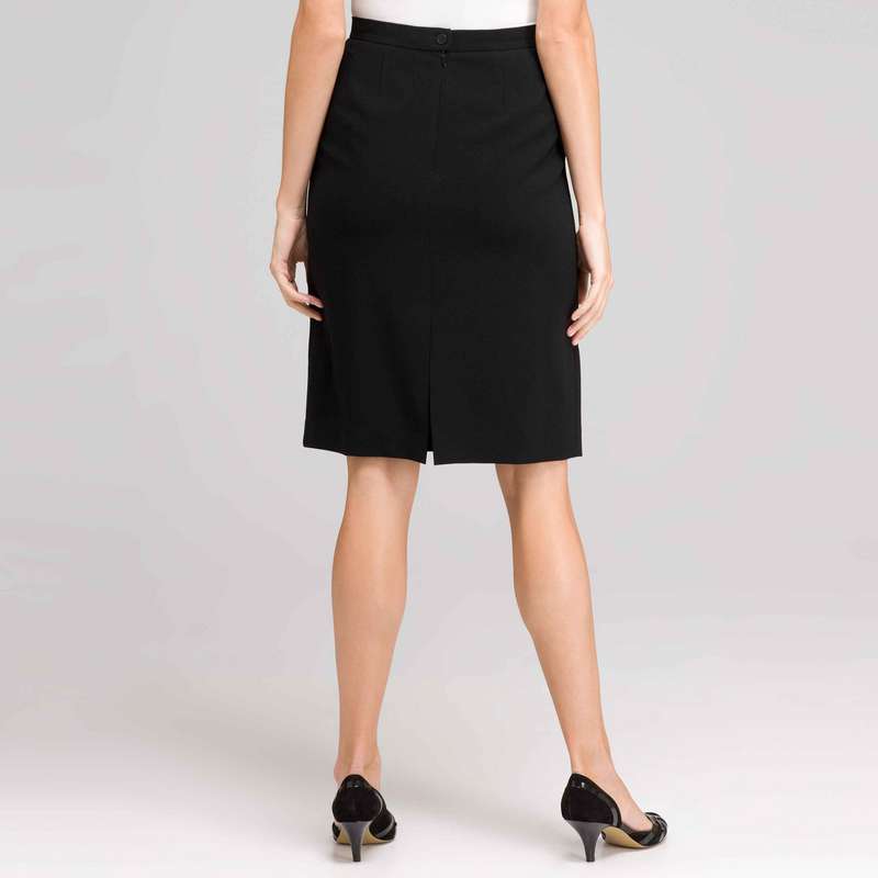 Washable Wool Classic Straight Skirt , Black, large image number 1
