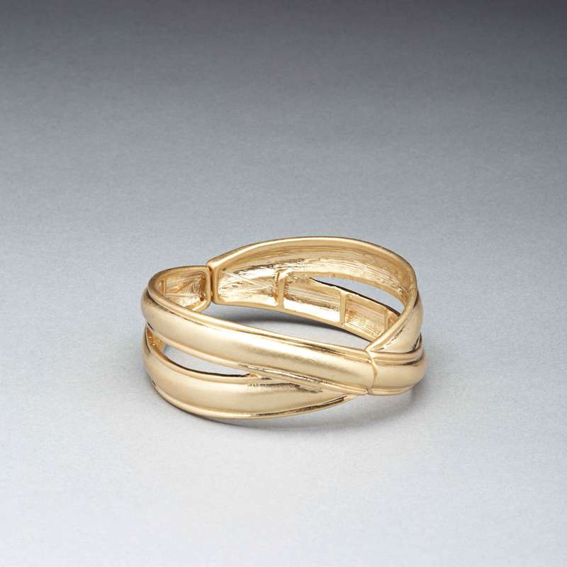 Worn Gold Cuff Bracelet, Gold, large image number 0
