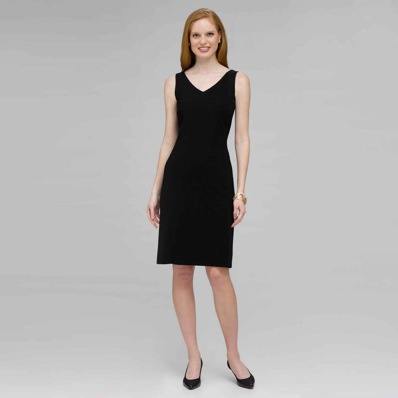 Platinum V Neck Suit Dress, Black, large image number 0