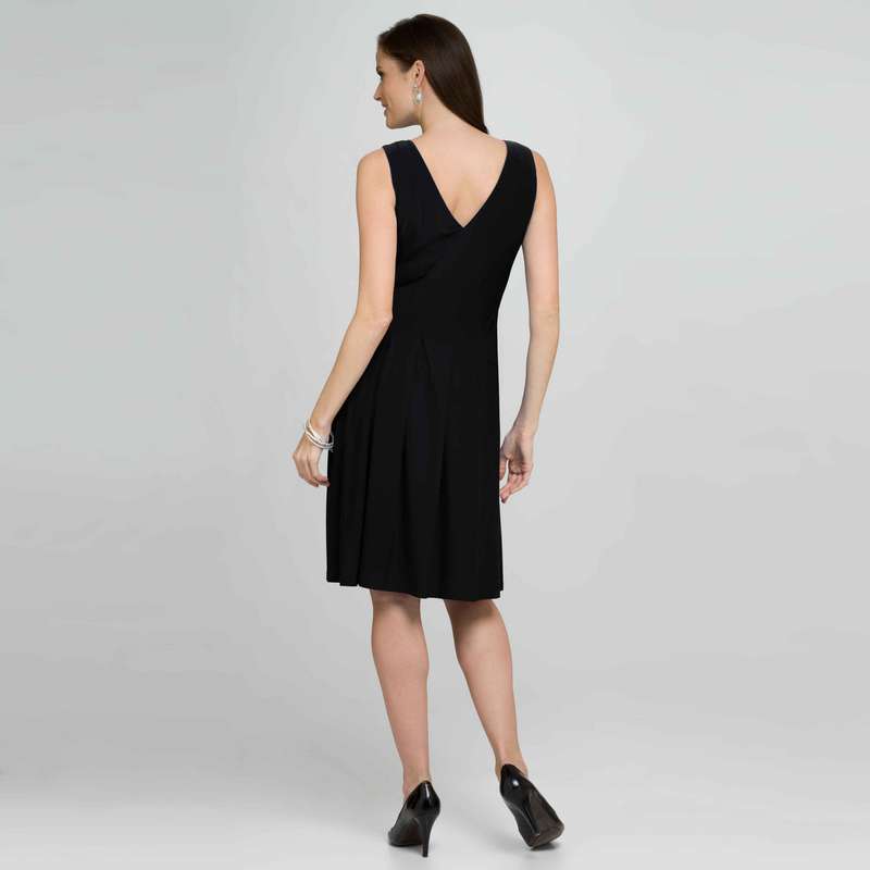V-Neck Dress, Black, large image number 1