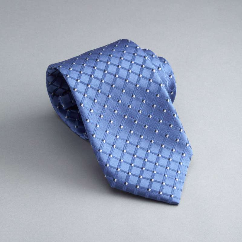 Checked Silk Tie, Cobalt, large image number 0