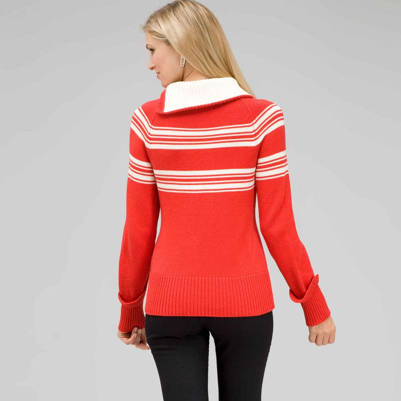 Long Sleeve Raglan Button Out Turtle Neck, Fire Red Multi, large image number 1