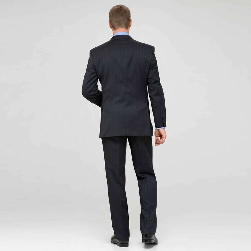 Charcoal Single Pleat Striped Wool Suit, Charcoal, large image number 1