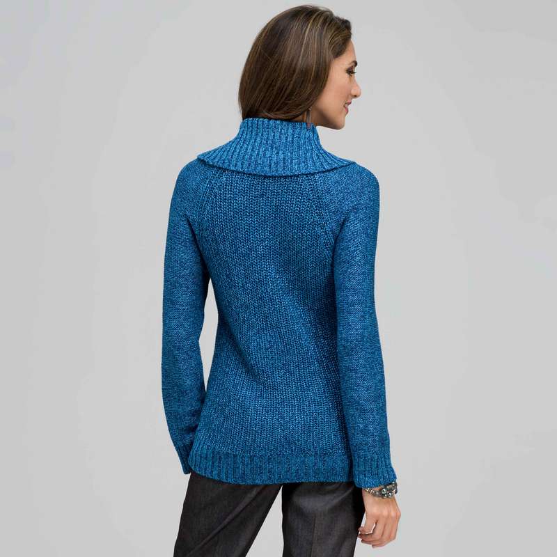 Cowl Neck Tweed Pullover Sweater, Royal Teal Multi, large image number 1