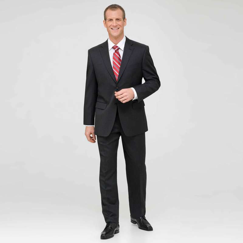 Charcoal Single Pleat Wool Suit, Charcoal, large image number 0